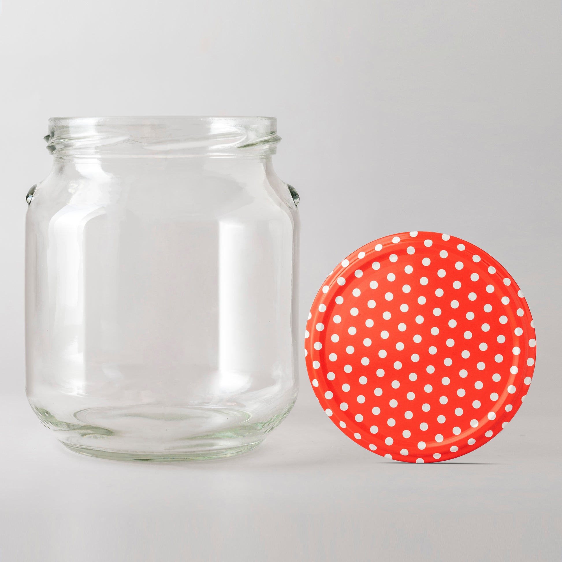 Glass Jar 580ml Carolina polka dot lid 