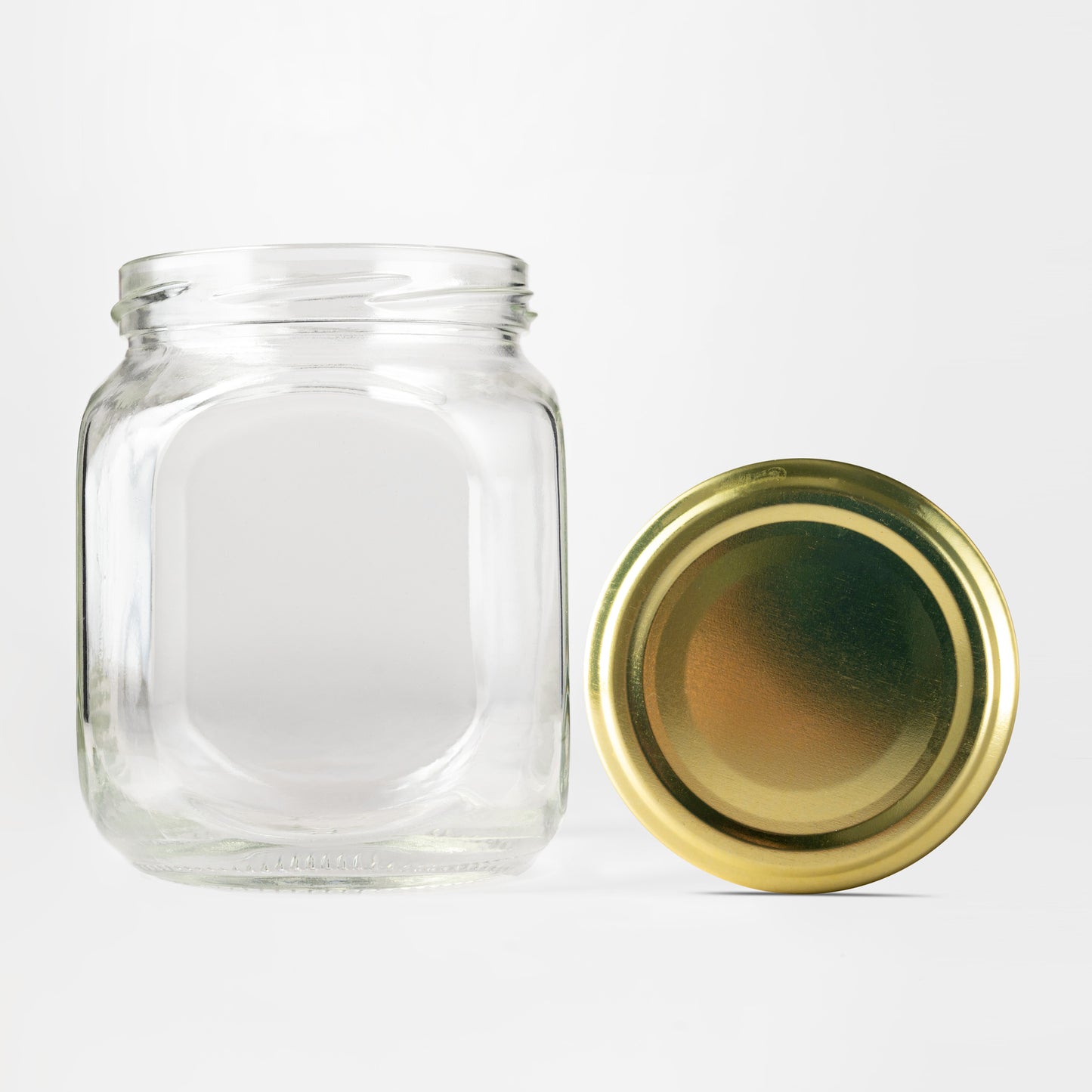 Glass Jar 580ml Square gold lids