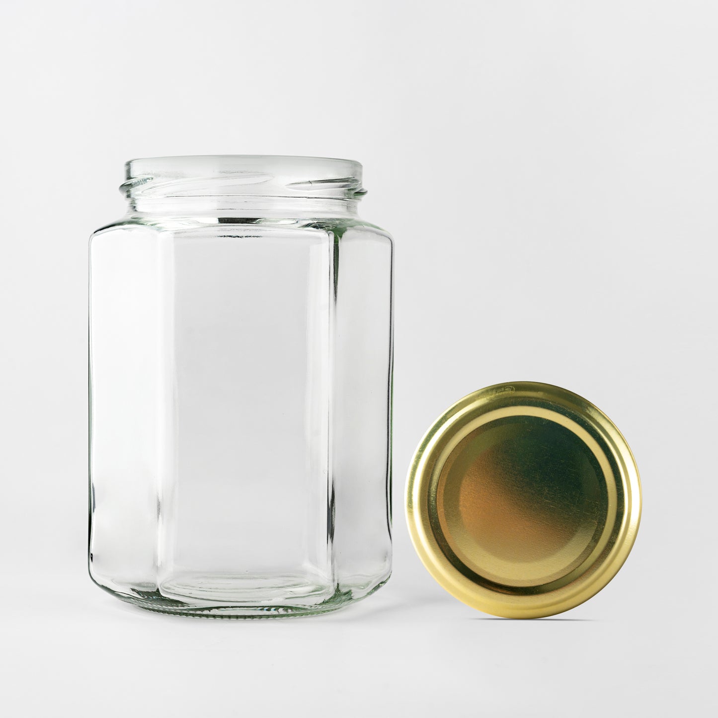 Glass Jar 770ml Hexagonal gold lid 