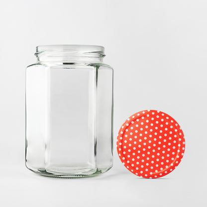 Glass Jar 770ml Hexagonal polka dot lid 