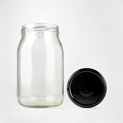 Glass Jar 880ml black lids