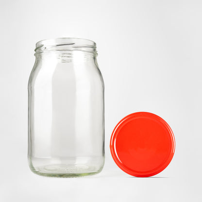 Glass Jar 880ml red lids