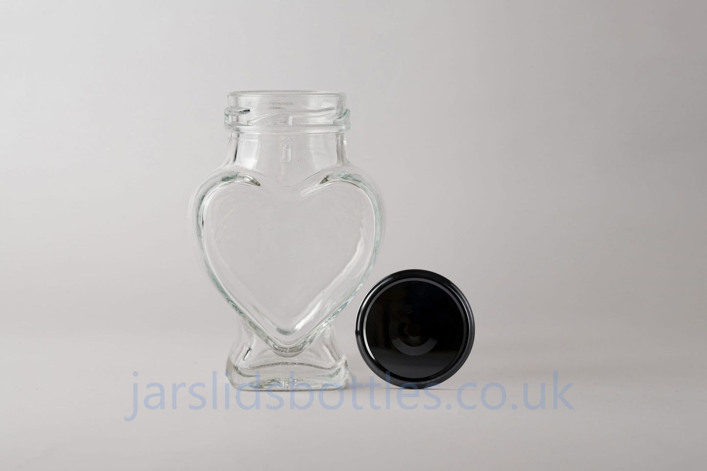 Glass Jar Wedding Favours 106ml Heart black lid