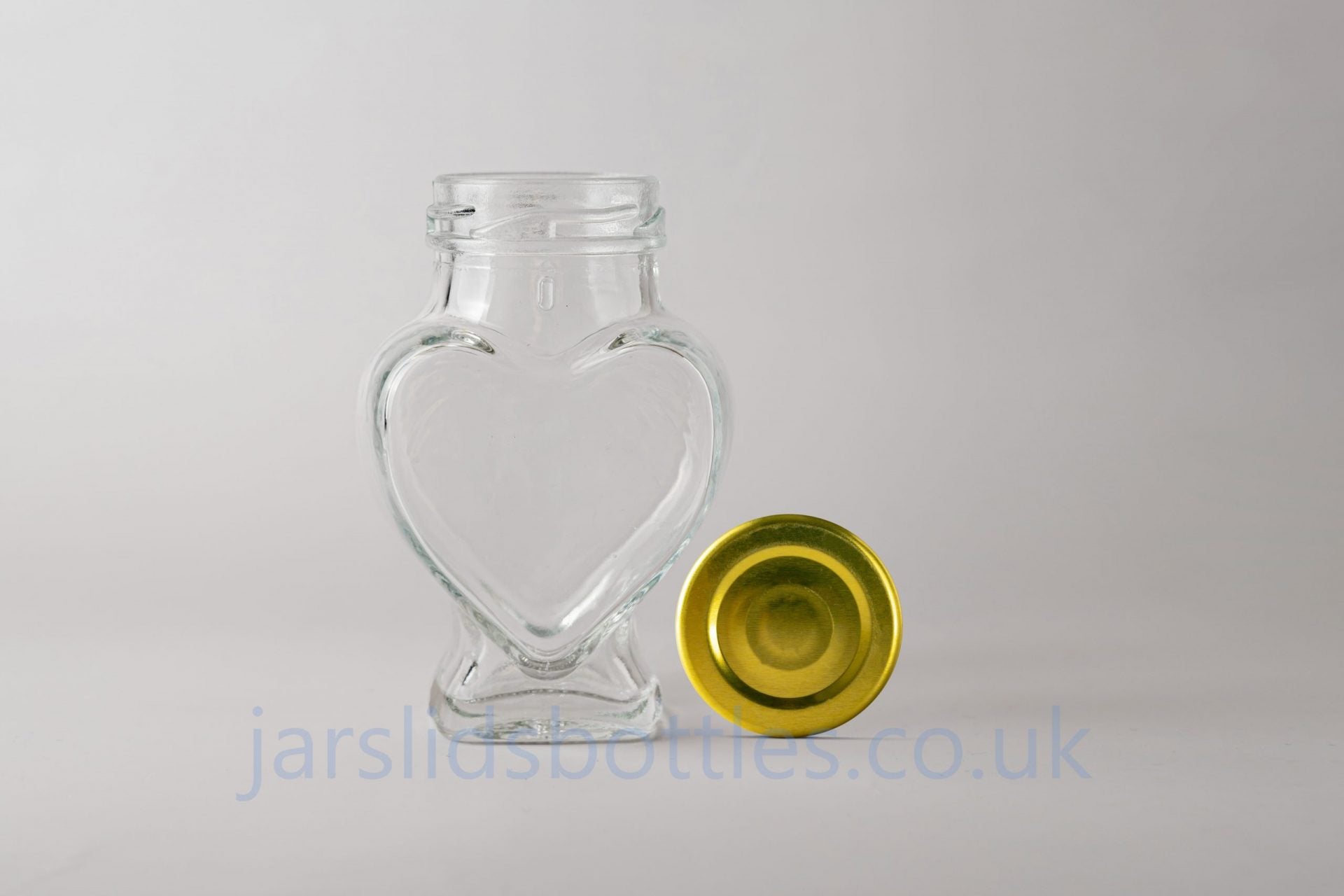 Glass Jar Wedding Favours 106ml Heart gold lid