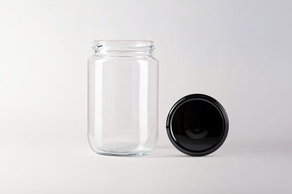 Glass jar 720ml Pickle black lids 