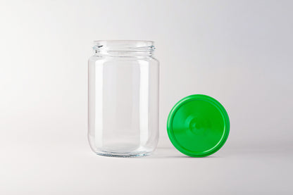 Glass jar 720ml Pickle green lids 