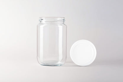 Glass jar 720ml Pickle white lids 