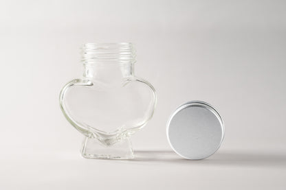 Wedding favour Glass Jar 50ml Heart with screw cap