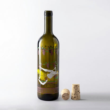 Wine bottle 0.75 L painted UVAG with cork stoppers